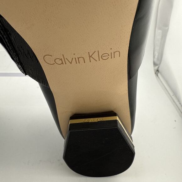 CALVIN KLEIN Womens Bessy Smooth Calf Black Patent Buckle Slip On Loafers Sz 6.5 - Picture 10 of 12